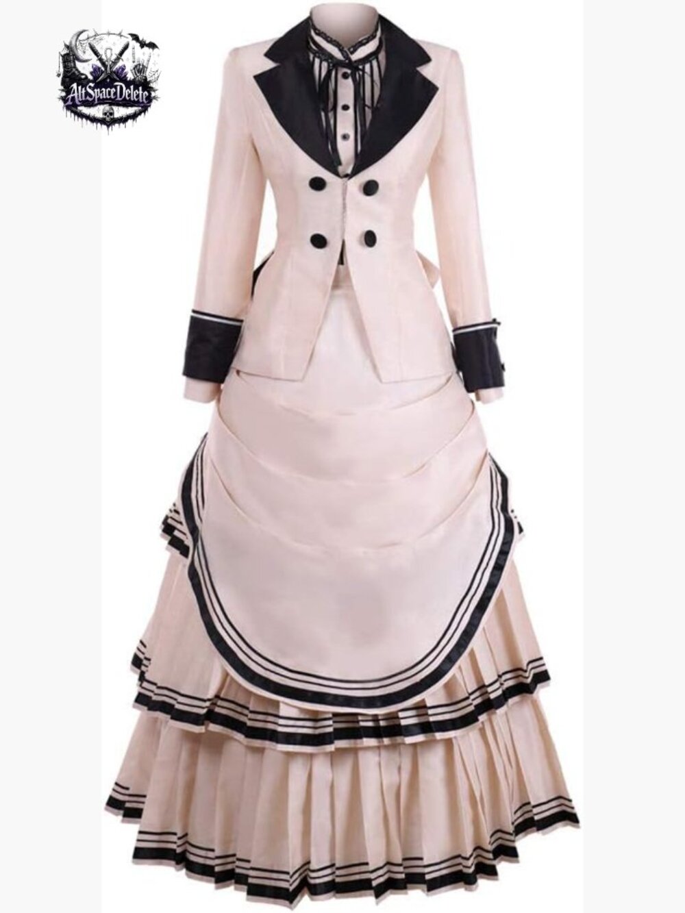 Victorian Bustle Dress Gothic Renaissance Ball Gown Long Sleeve Polyester